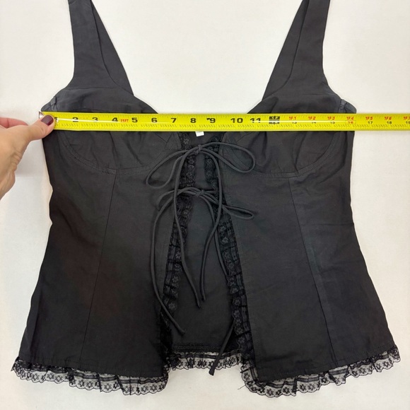 More To Come Cristal Tie Front Top in Black Size S - Picture 11 of 12